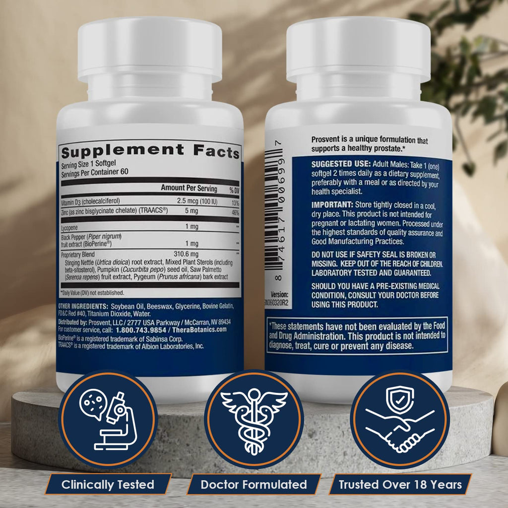 Advanced Men's Prostate Support Natural Supplement with Saw Palmetto, Vitamin D, and Zinc to Ease Urinary Frequency & Urgency (60 Count)