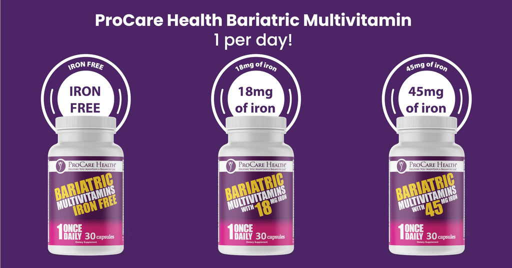 ProCare Health Bariatric Multivitamin 45mg Iron – Once Daily Capsule for Gastric Bypass, Sleeve & Post-Op Support – 90 Easy-to-Swallow Capsules, 3-Month Supply, No Artificial Colors, Gluten-Free