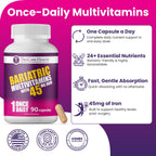 ProCare Health Bariatric Multivitamin 45mg Iron – Once Daily Capsule for Gastric Bypass, Sleeve & Post-Op Support – 90 Easy-to-Swallow Capsules, 3-Month Supply, No Artificial Colors, Gluten-Free
